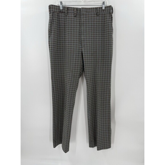 Vintage 70's Wash & Wear Men's 36" x 32" Plaid Polyester Knit Retro Disco Pants - Picture 4 of 11